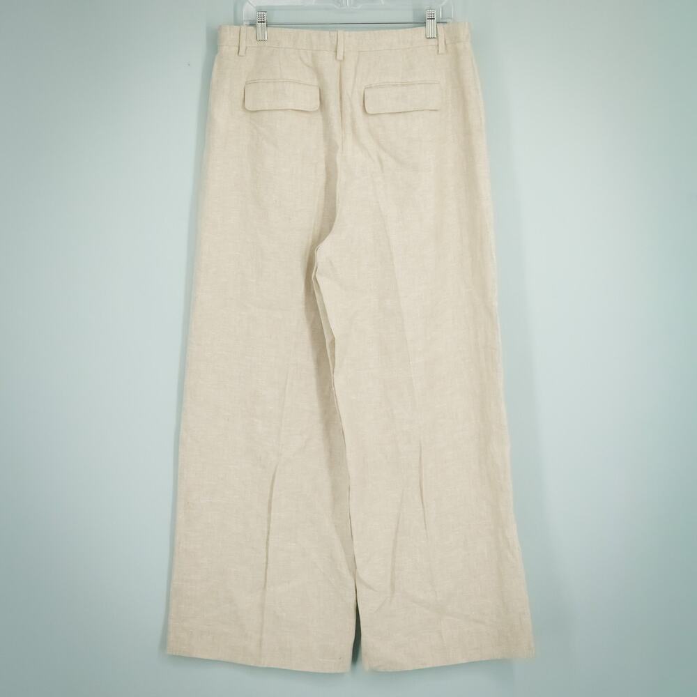 J. Crew Size 12 Essential Wide Leg Pant Beige Solid 100% Linen Pants NEW - Picture 3 of 8